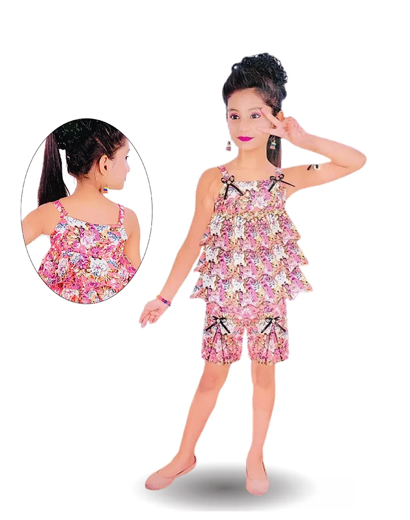 Pink Floral Layered Playsuit