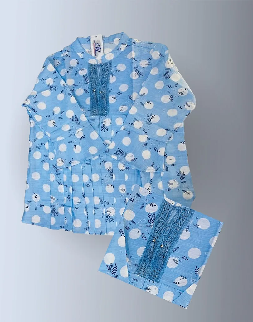 Polka Print Pleated Kurti